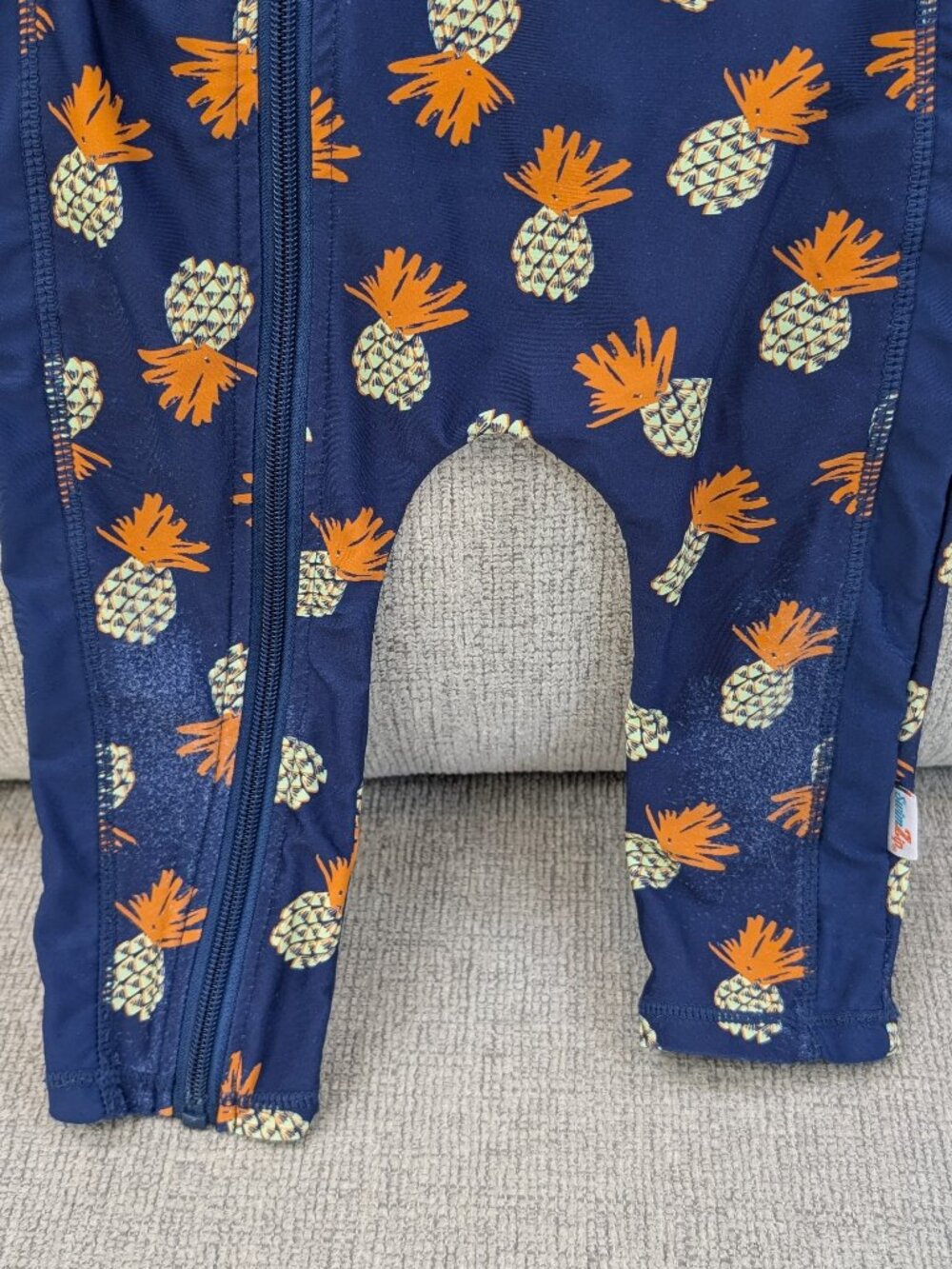 SwimZip Toddler 18-24 Month Swimsuit, Long Sleeve Romper UPF 50, Pineapples - Picture 4 of 6